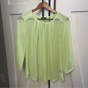 The Limited Sheer Lime Green Polka Dot Blouse size M